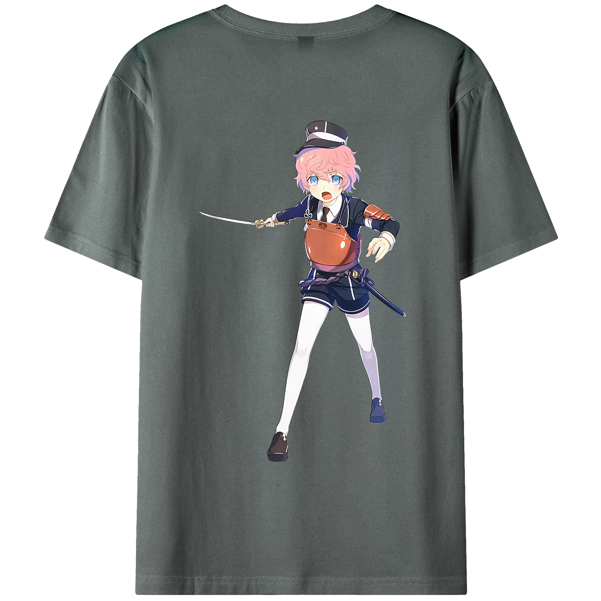 （画像用） 刀剣乱舞 Touken Ranbu 綿100％ メンズ半袖Tシャツ（バックプリント） 通気性